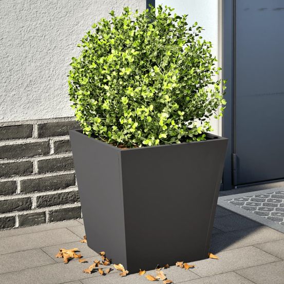 Lot 2 jardinières carrées acier décoration extérieur protection parasites 40cm noir