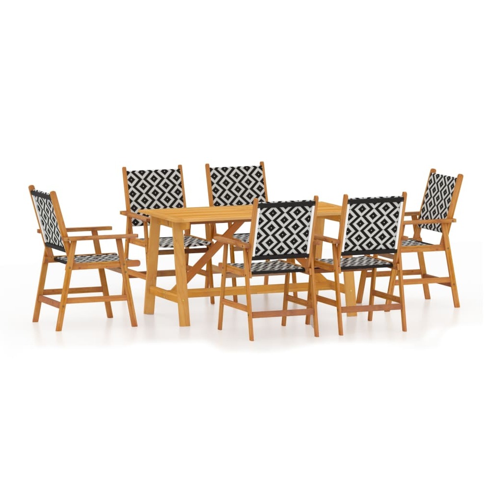 Ensemble à manger de jardin 7 pcs bois d'acacia solide