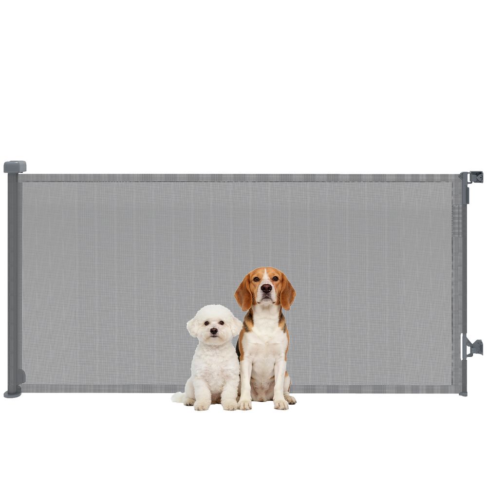 Barrière de sécurité rétractable pour chien et bébé extensible 180 cm pour escalier gris