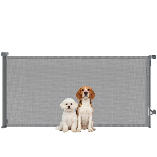 Barrière de sécurité rétractable pour chien et bébé extensible 180 cm pour escalier gris