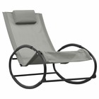Transat chaise longue bain de soleil lit de jardin terrasse meuble d'extérieur 105,5 cm avec oreiller acier et textilène gris
