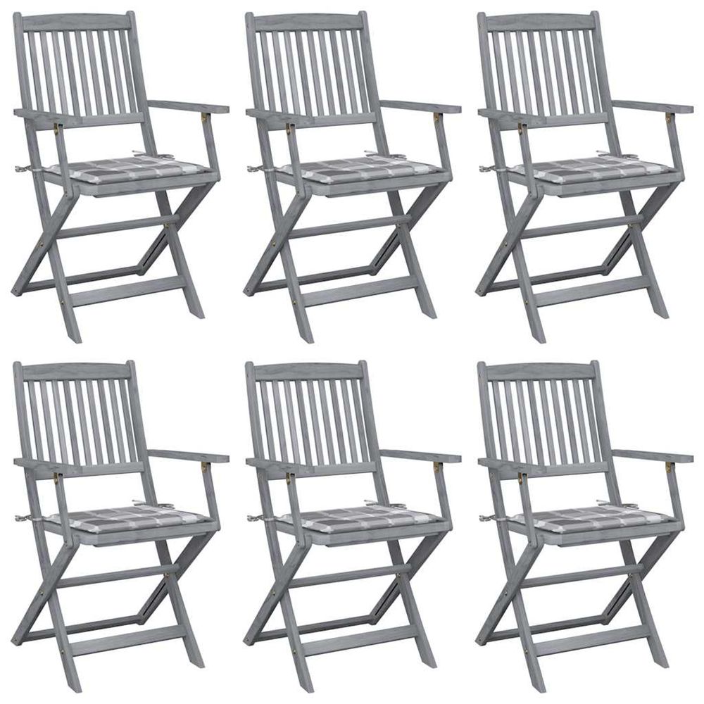 Chaises pliantes 6 pièces avec coussins en bois d'acacia massif