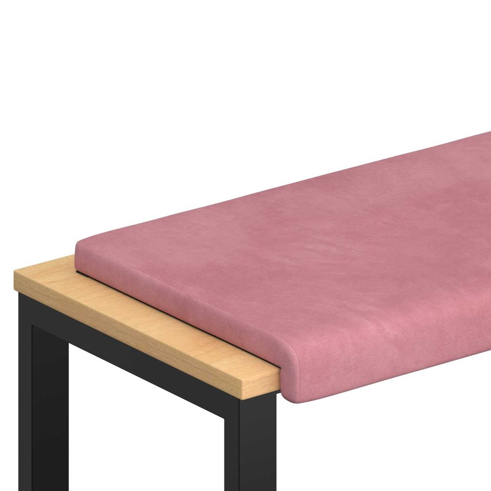 Coussin de banc velours rose profondeur 35 cm