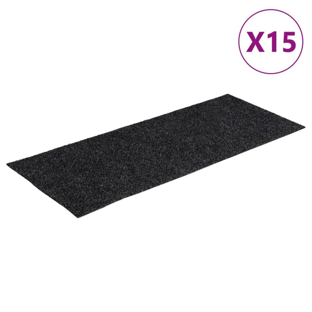 Tapis d'escalier autocollants 15 pièces 60 x 25 cm gris foncé rectangulaire