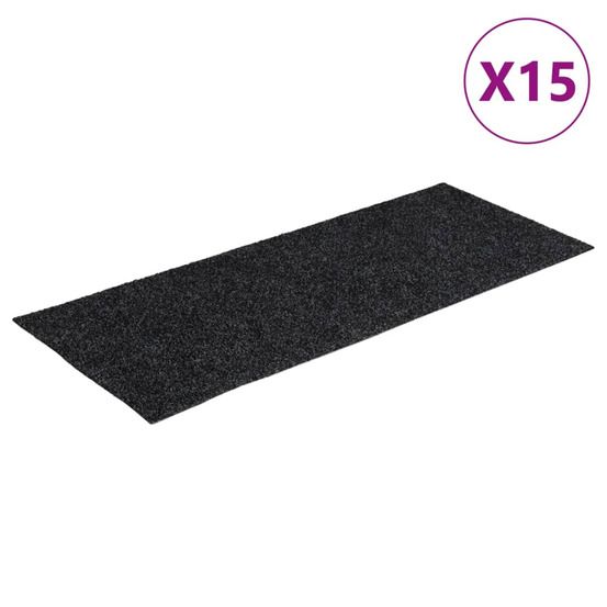 Tapis d'escalier autocollants 15 pièces 60 x 25 cm gris foncé rectangulaire