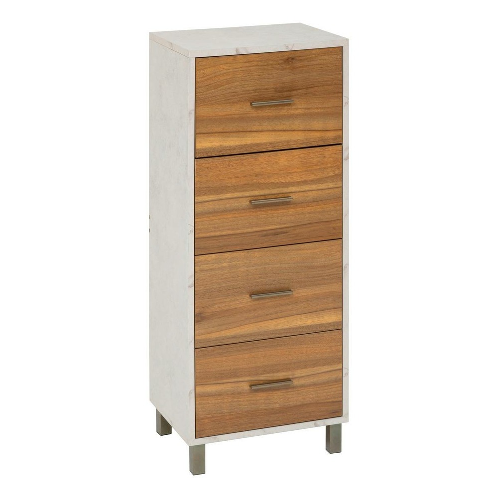 5five - meuble de salle de bain come 4 tiroirs bois et effet marbre