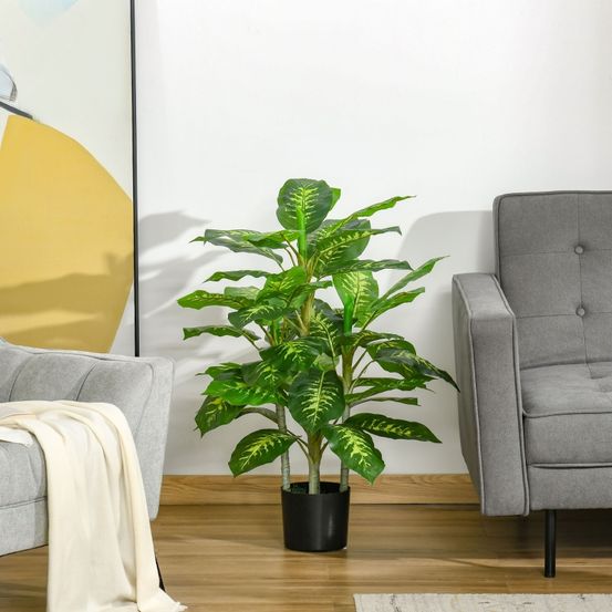 Plante artificielle réaliste dieffenbachia pot ciment intérieur extérieur 95cm