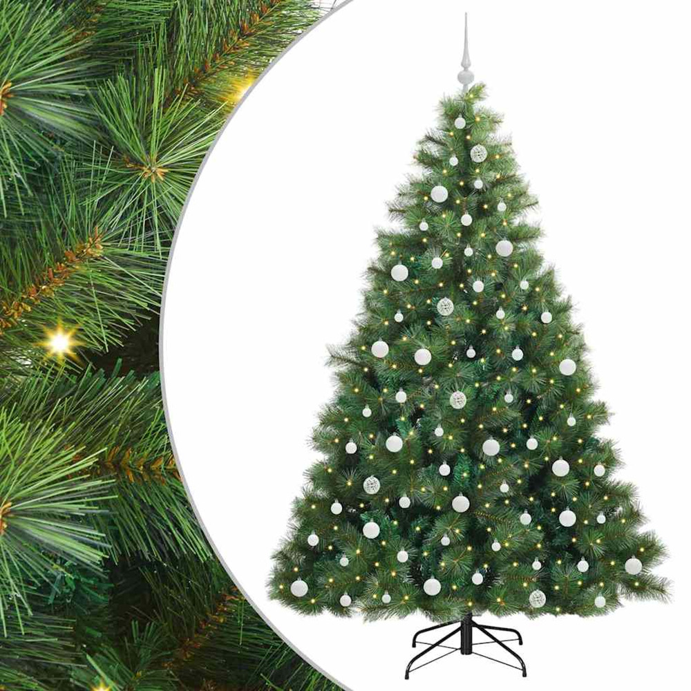 Sapin de noël artificiel avec 300 led vert 210 cm pe et pvc