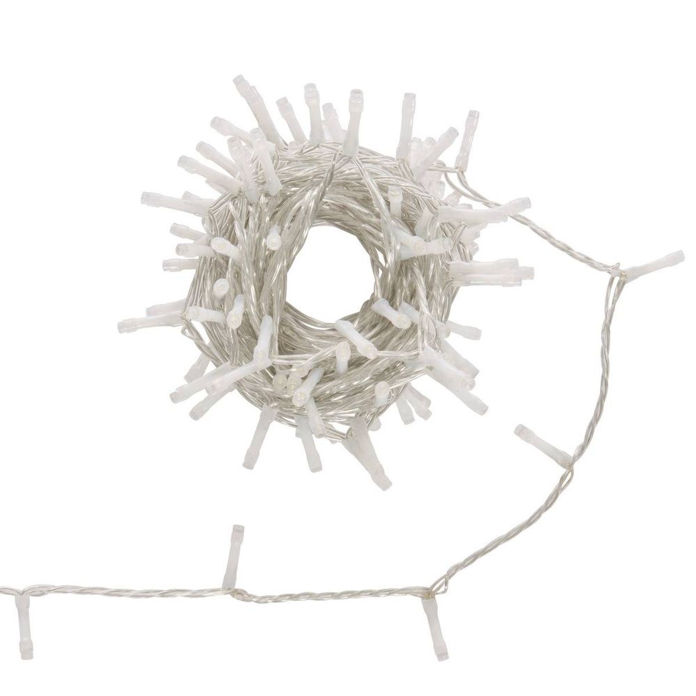Guirlande lumineuse d'extérieur 7,5 m 100 led blanc froid fil transparent 13 fonctions avec minuteur sur secteur