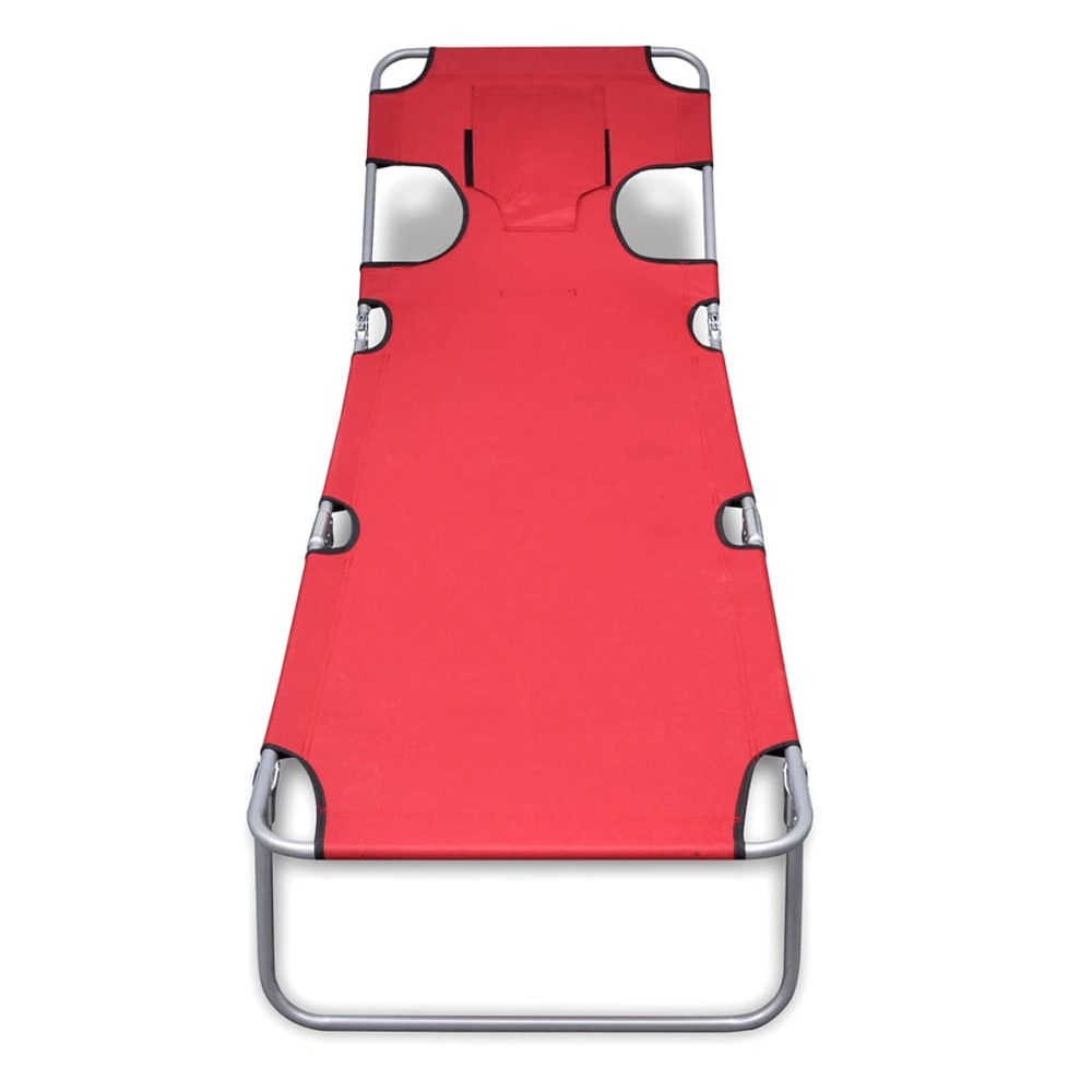 Chaise longue avec coussin de tête acier enduit de poudre rouge