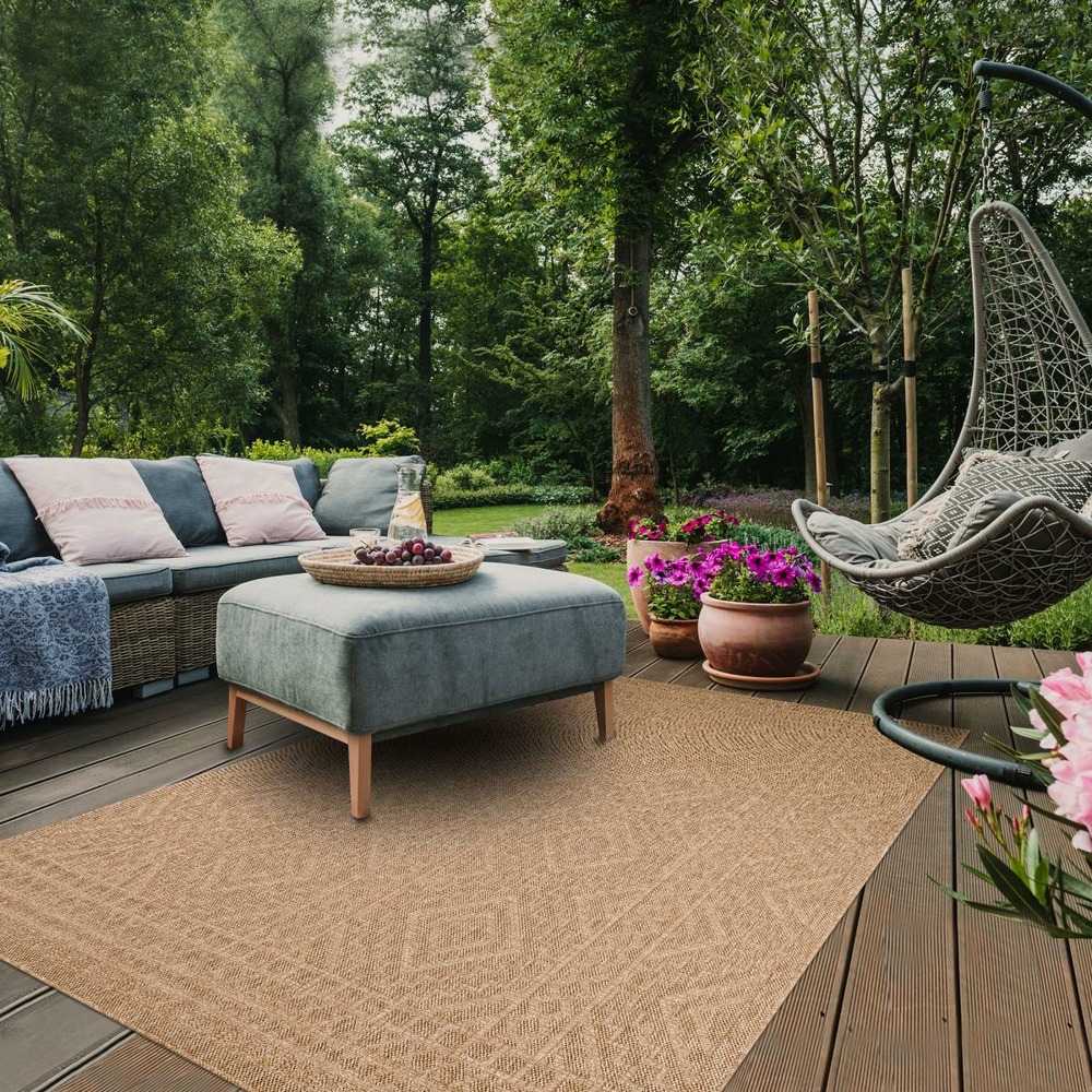 Tapis extérieur 60x90 tissé kilim beige jute art 3