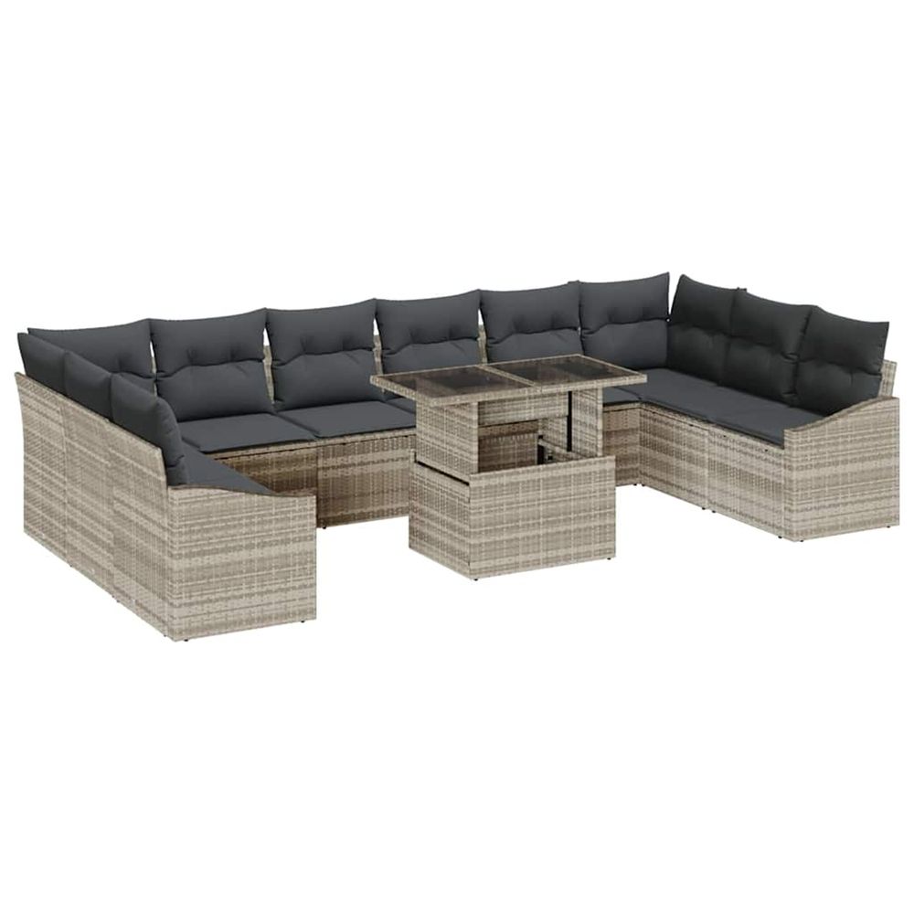 Ensemble de canapé de jardin 11 pc gris clair et gris foncé