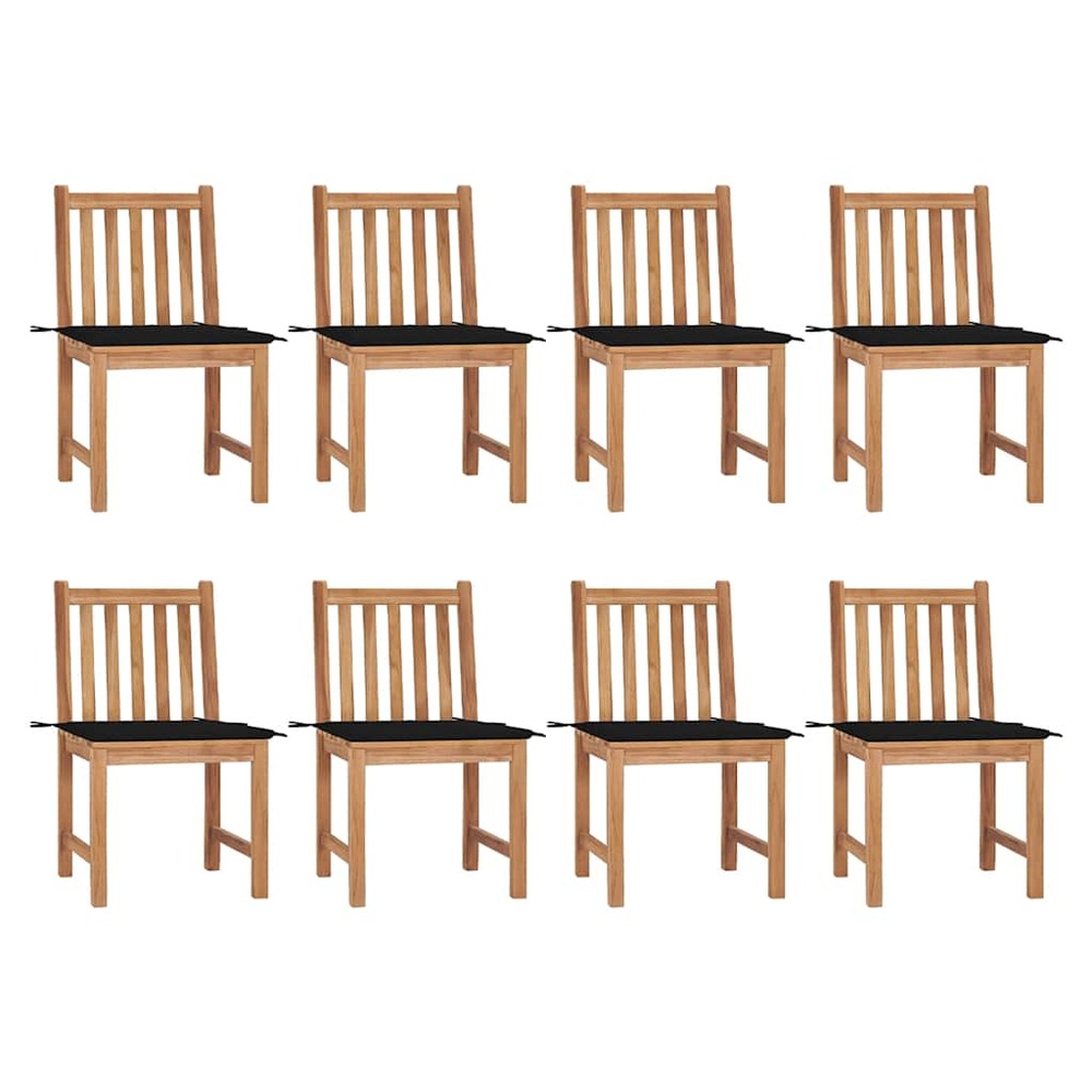 Chaises de jardin lot de 8 avec coussins bois de teck massif