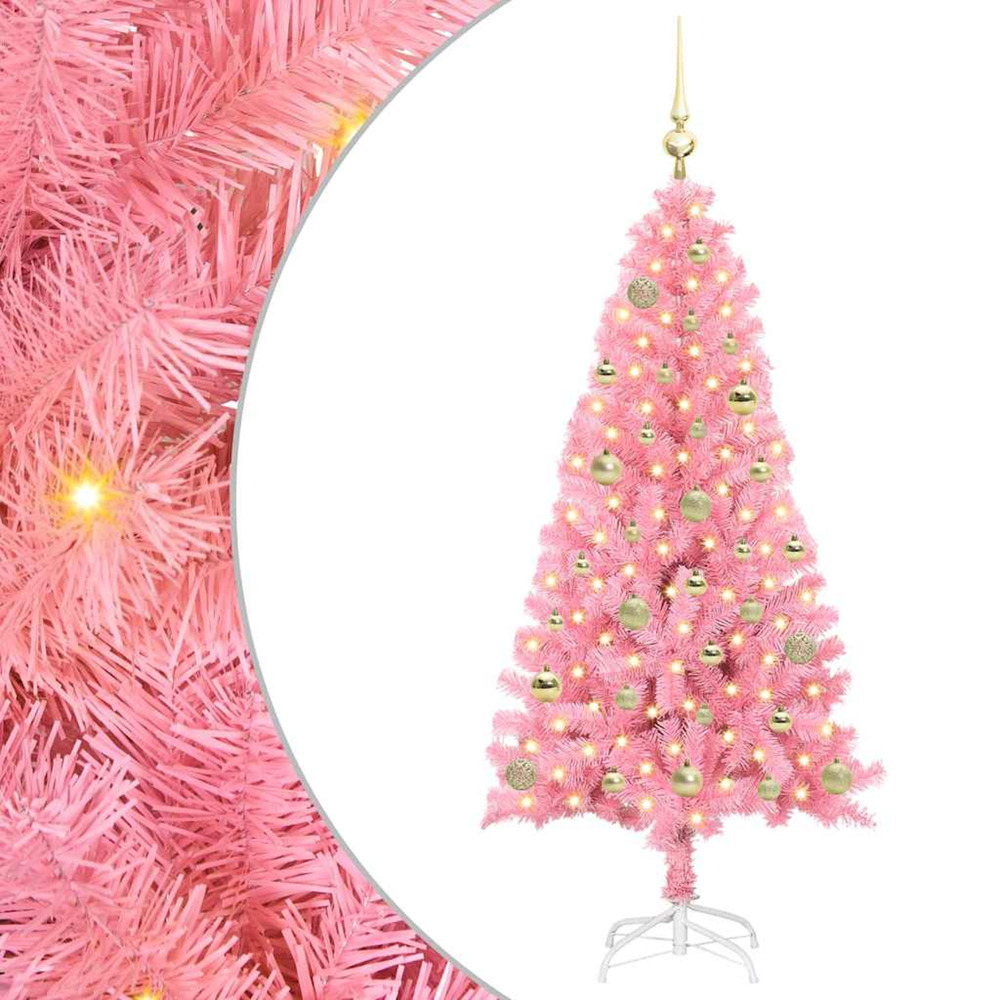 Sapin de noël avec 150 led avec support rose 150 cm pvc