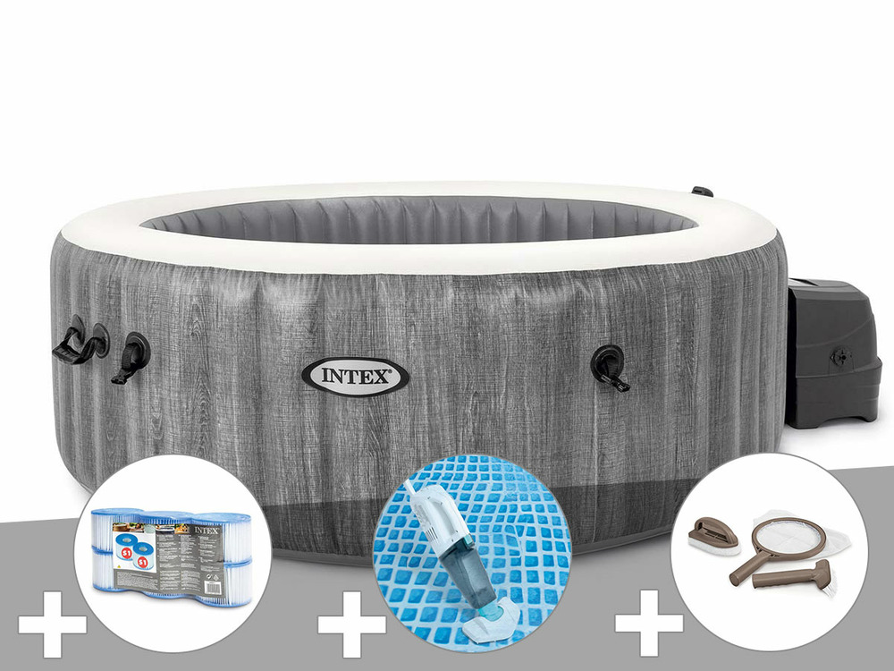 Kit spa gonflable purespa baltik rond bulles 6 places + 6 filtres + aspirateur