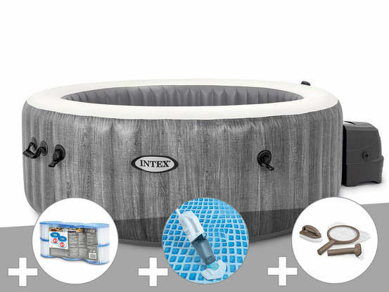 Kit spa gonflable purespa baltik rond bulles 6 places + 6 filtres + aspirateur