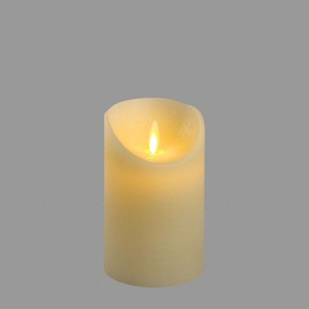 Bougie en cire led à piles ivoire imitation flamme vacillante h12cm minuteur blanc chaud lotti