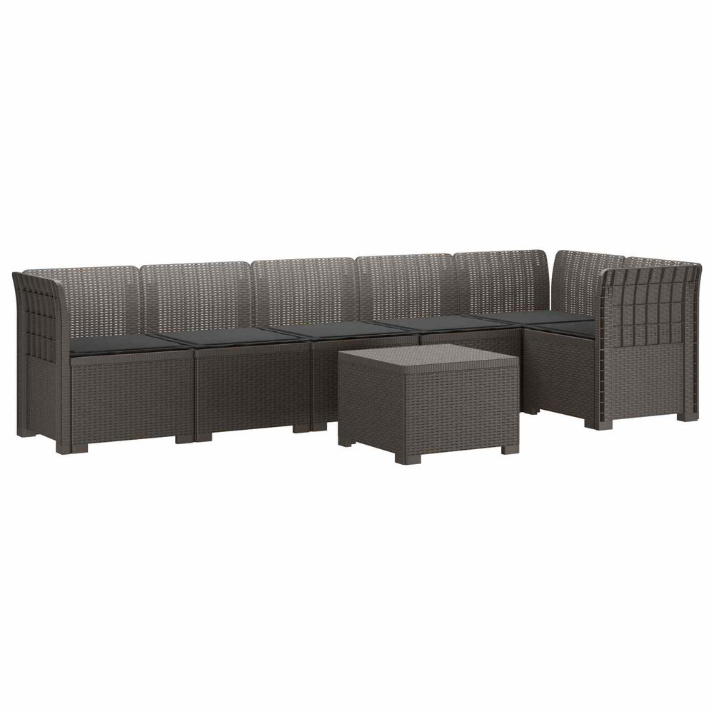 Canapé de jardin 6 places avec coussins aspect rattan pp