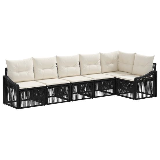 Ensemble de canapé de jardin 6 pc noir polyrotin