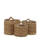 Mica decorations - 3 cache-pots en jonc de mer marron clair h16