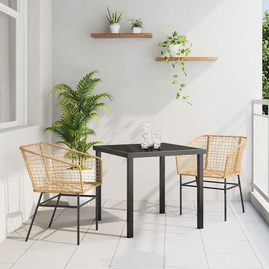 Ensemble de salle à manger pour jardin 3 pcs marron polyrotin