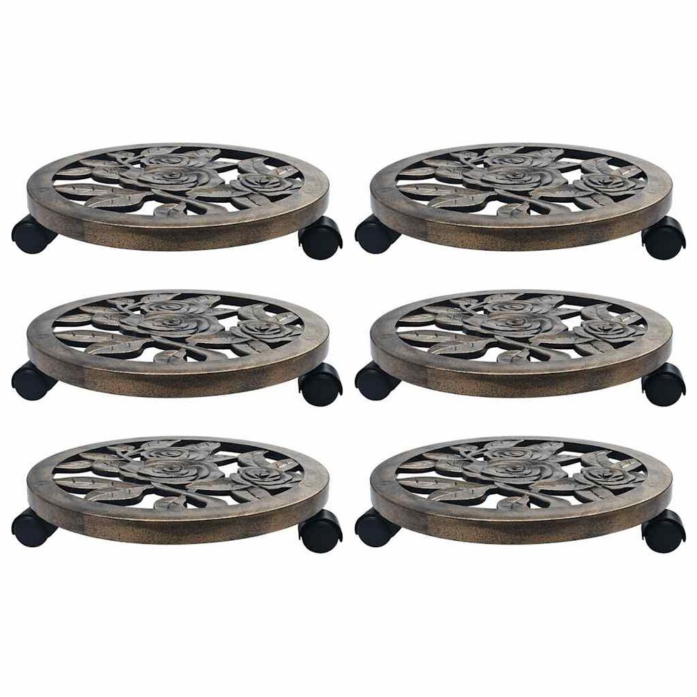 Chariots pour plantes 6 pcs bronze 38 cm plastique