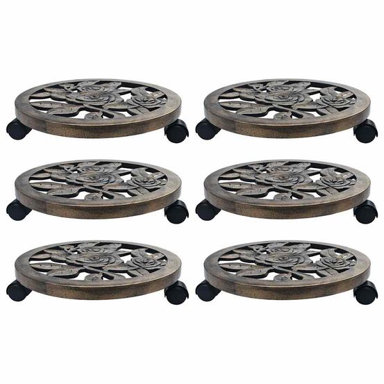 Chariots pour plantes 6 pcs bronze 38 cm plastique