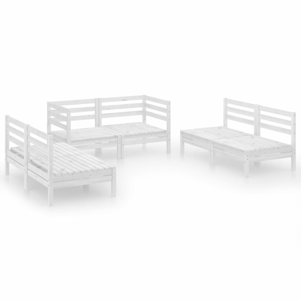 Salon de jardin meuble d'extérieur ensemble de mobilier 6 pièces blanc bois de pin massif