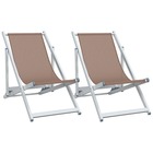 Chaises de plage pliantes 2 pcs marron aluminium et textilène