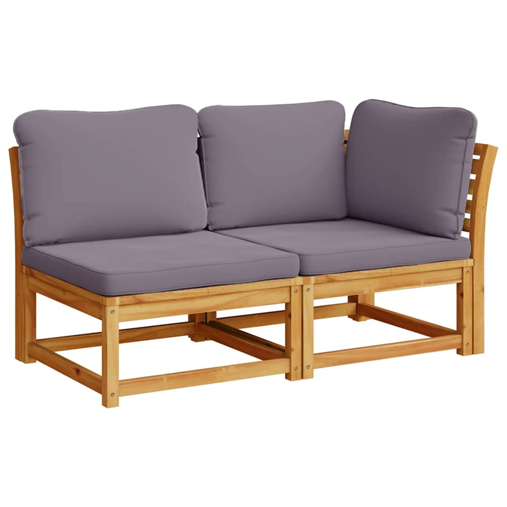 Salon de jardin 2 pcs avec coussins bois massif d'acacia
