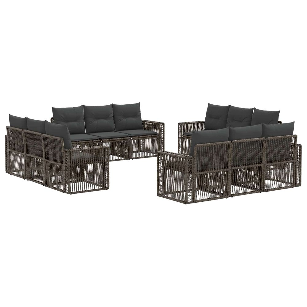Ensemble de canapé de jardin 12 pc gris et gris foncé polyrotin