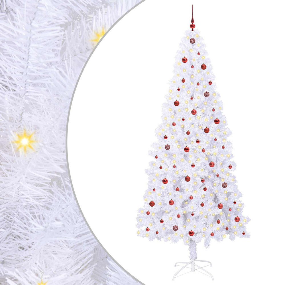 Sapin de noël artificiel avec 300 led blanc 240 cm pvc et acier