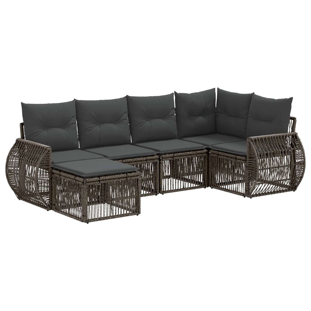 Ensemble de canapé de jardin 6 pc gris et gris foncé polyrotin