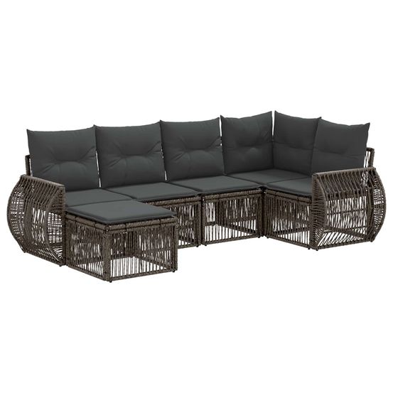 Ensemble de canapé de jardin 6 pc gris et gris foncé polyrotin