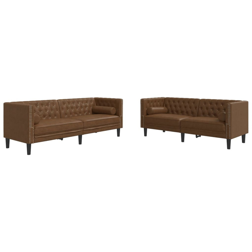 Ensemble de canapé chesterfield et traversins 2 pcs marron
