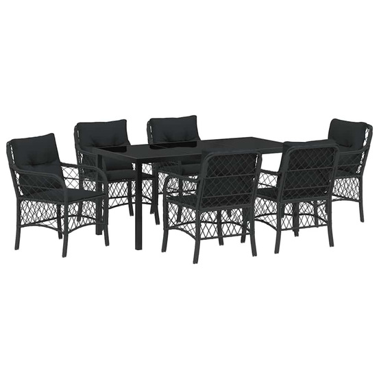 Ensemble de salle à manger pour jardin 7 pcs noir polyrotin