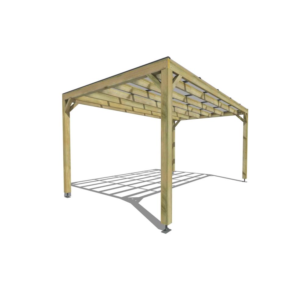 Pergola bois • 5m x 3m • indépendante • sens largeur • couverture étanche transparente incluse • livraison comprise