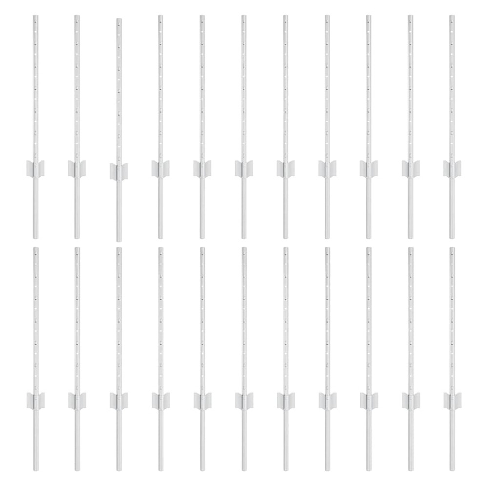 Poteau de clôture. 22 pcs argenté 100 cm acier