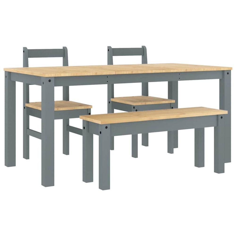 Ensemble à manger panama 4 pcs gris bois de pin massif