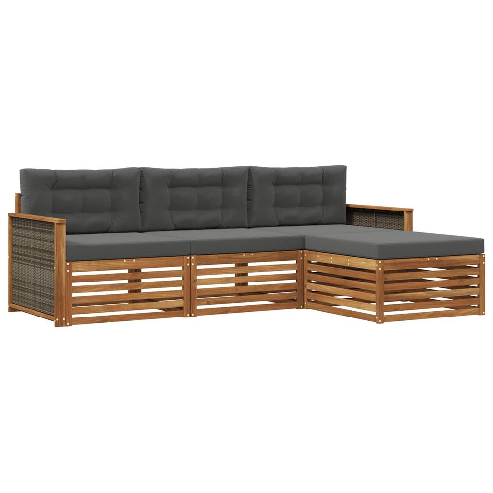 Ensemble de canapés d'extérieur 4 pc naturel et anthracite