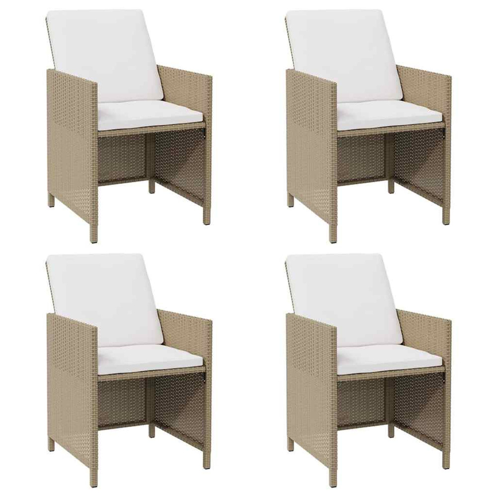 Chaises de jardin avec coussins lot de 4 résine tressée beige
