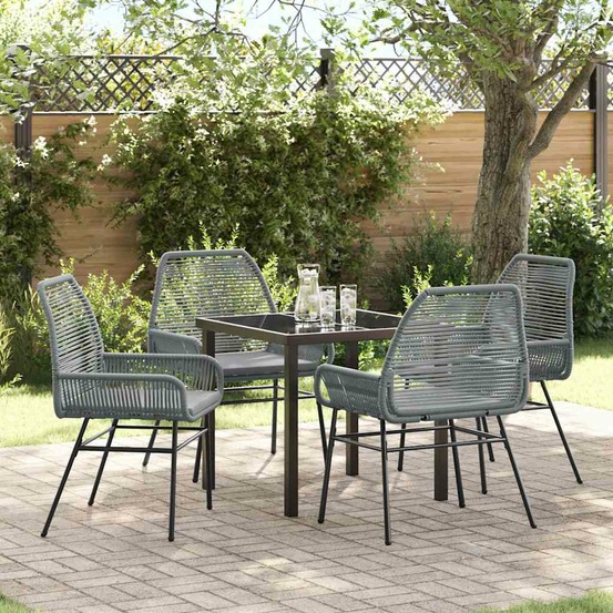 Ensemble de salle à manger pour jardin 5 pcs gris polyrotin