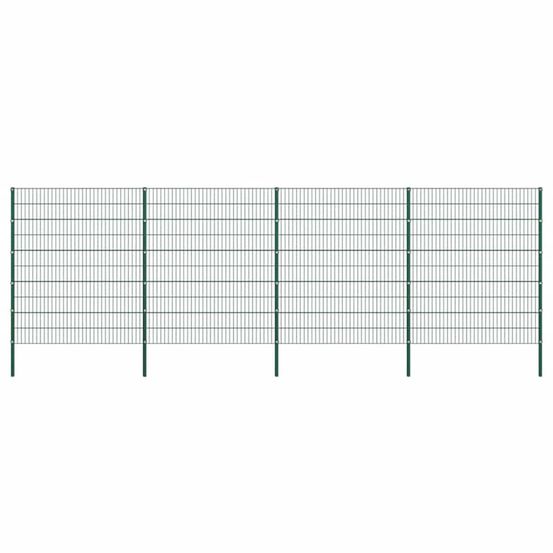 Panneau de clôture avec poteaux en fer 694,5 x 200 cm vert