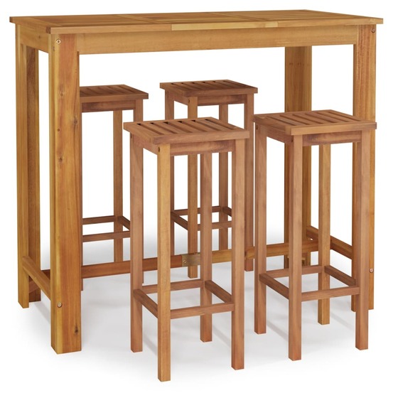 Ensemble de salle à manger de jardin meuble extérieur 5 pièces bois d'acacia solide