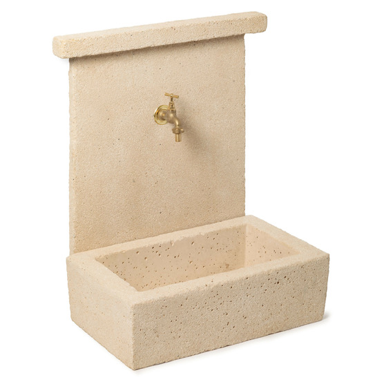 Fontaine murale en pierre bouchardée l.62xh.93xp.36 cm - ro'ma nature