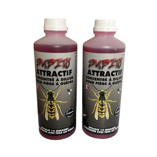 Pack de 2 attractif subito pour piège à guêpes, frelons & mouches 500 ml