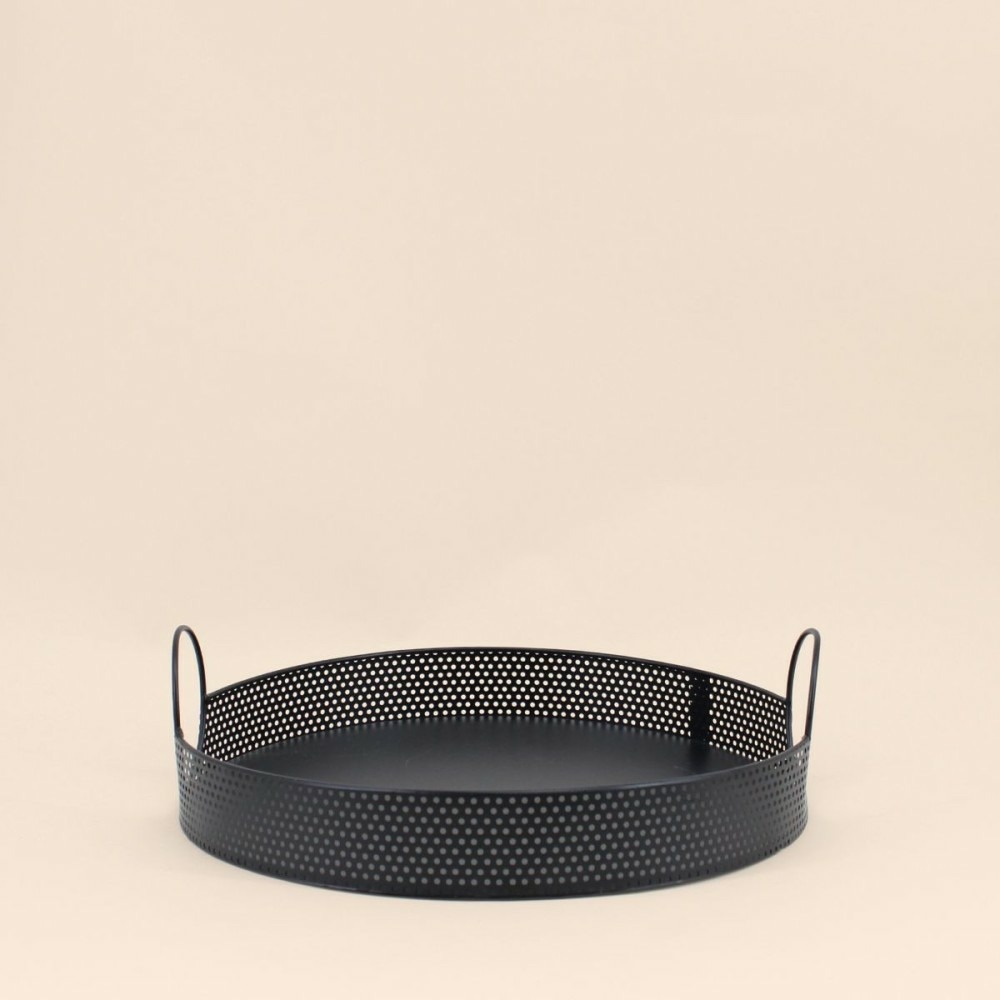 Plateau rond en métal noir 35cm