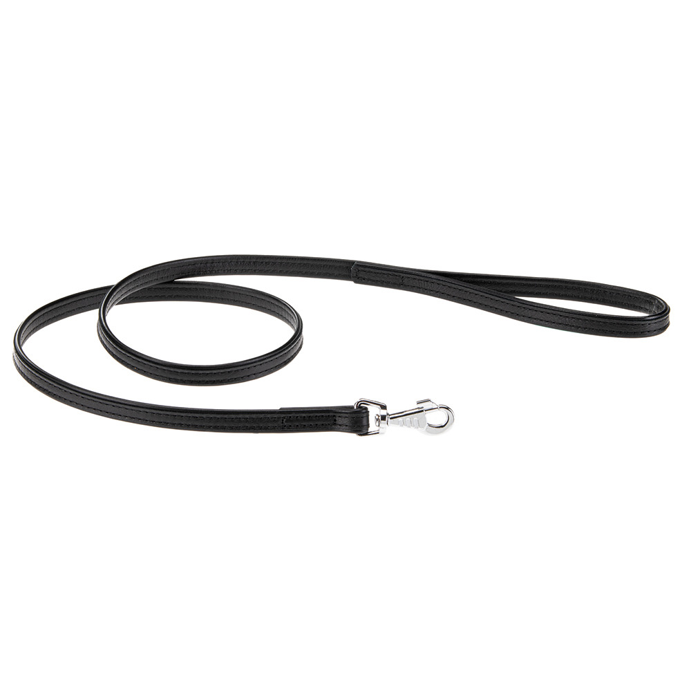 Laisse pour chiens vogue g15/120, cuir véritable, mousqueton en métal, noir