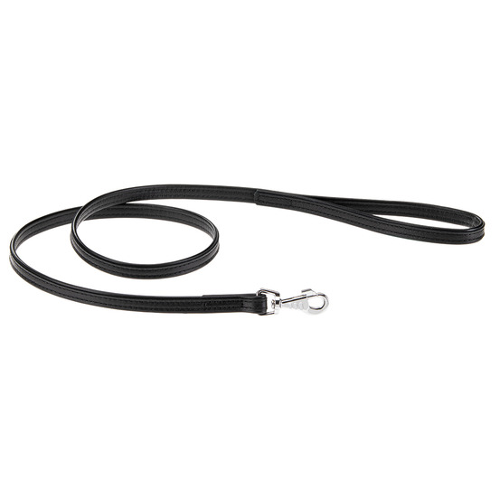 Laisse pour chiens vogue g15/120, cuir véritable, mousqueton en métal, noir