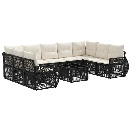 Ensemble de canapé de jardin 10 pc noir et blanc crème